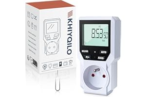 KHIYQILO Programmateur Prise Électrique Digitale, Version Française, Minuterie Prise Numérique 18 Programmes, Prise Programmable Digitale, Compte à Rebours, Mode Anti-vol, Économie d'Energie Français