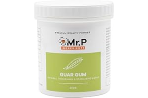Mr.P Ingredients Gomme de Guar 250g, Gelatine en Poudre 200 Mesh, Épaississant Alimentaire pour Confiture, Sorbet, Glace, Sans Gluten, Vegan et Halal, Epaississant pour Liquides, Naturel y Sans OGM