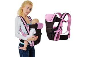 IULONEE Ergonómica Mochila Portabebé Cargador Envolvente Ergonómico Multifunción Mochila Portabebes Portador De Bebé Fular Portabebés Elastico Para Bebés De 3 a 36 Meses (Rosa)