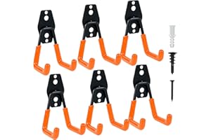 QUELIEN 6 Pack Wall Hooks – Heavy-Duty Cord Organizers for Garage Storage, Hose Holder, and Organization – Durable, Space-Saving Design for Home, Garage, and Workshop Use