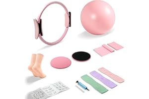 daqoupzi Zestaw 11 pilates (pierścień do pilatesu, piłka do pilatesu, gumki, skarpety itp.), zestaw do pilatesu do domu, zestaw treningowy