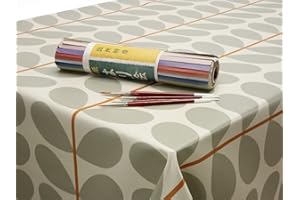 JOLEE TABLECLOTHS Orla Kiely Wipe Clean Oilcloth Table Cloth | Designer Pattern Wipeable Table Cloth Rectangle, Round & Square | Great as an Outdoor Table Cover Or Indoor Kitchen Table Protector