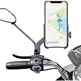 Homeet Motorrad Handyhalterung Universal Smartphone Halterung aus Metall für Motorrad Rückspiegel, 360° Drehbare Handy Motorr