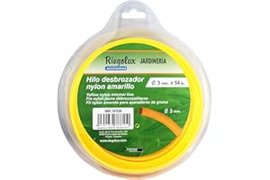 Riegolux 107638 Fil de débroussailleuse nylon rond, jaune 3 mm x 54 m