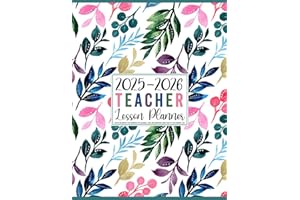 Teacher Lesson Planner 2025-2026: Weekly and Monthly Class Organizer with Calendar | Grade and Record book August 2025-July 2026 Academic Year (Pretty Watercolor Branches Floral Cover)