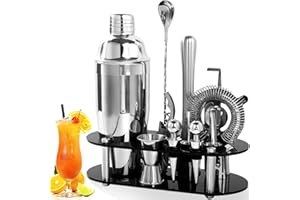FoiiLiio 12 pezzi cocktail set kit in Acciaio Inox，Shaker Cocktail Set，Kit Barman 750 Ml,Professionale Kit Barman Completo,professionale barman set,Set Cocktail Professionale