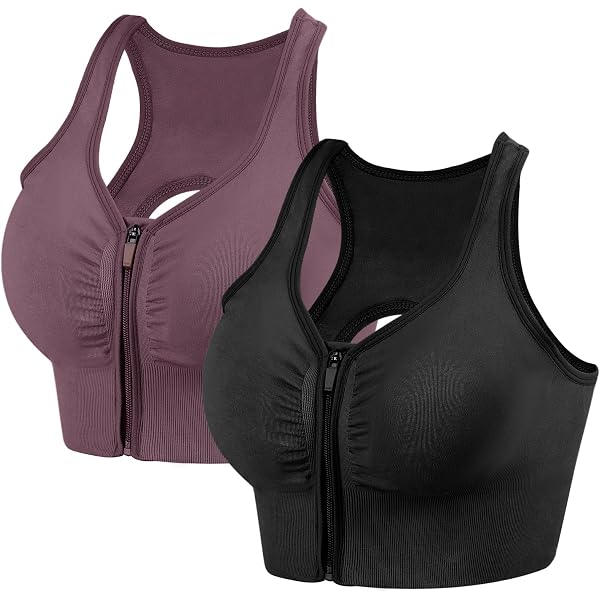 Sujetador Deportivo Con Cremallera Frontal - Soporte Alto, Transpirable, Sin Costuras, Para Running Y Yoga