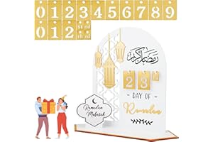 TUTUKYLE Calendrier Ramadan Décoration Ramadan, Acrylique Ramadan Decoration Compte à Rebours 30 Jours Ramadan Decoration Décoration Ramadan Salon Ramadan Cadeaux Ornement Cadeau de l'Aïd Pour Enfants Blanc