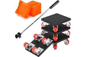 BCUUOZEEING Zestaw 9 kółek transportowych do mebli, z podnośnikiem ładunkowym, do przeprowadzki, ciężkich mebli, 400 kg, kółka do podnoszenia mebli, obracane o 360 stopni, kółka meblowe, do dużych obciążeń, z