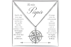 Bramart Collana Uomo con Ciondolo Bussola Bravissimo Figlio Nipote Idee Regali per lui per Natale compleanno - Cofanetto con DEDICA incluso