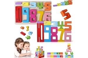 VIMAZ 10pcs Number Blocks Toys for Kids,Creative Montessori-Inspired Wooden Number Blocks,Wooden Number Building Blocks Set,Digital Buliding Blocks,Montessori Stacking Toys,Early Educational Toy (B(1Set))