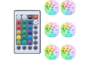 Anluomania Luci Piscina 6 Pezzi, LED Sommergibili Con Telecomando, Luce Subacquea, Luci per Piscina 16 Colori, IP68 Impermeabilità, per Laghetto, Light LED Impermeabili per Acquario, Stagno
