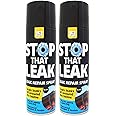 2 X 400ml Leak Stop Spray Repair Plumbing Pipe Fix Repair Watertight Seal Gutters Drains Roofs Windows Black