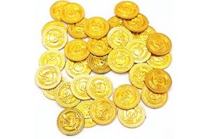 KIRZAX 80 Pcs Metallo Pirata Token Set Monete Set,Monete Finte,Monete Giocattolo Monete D'oro Giocattolo,Per Cacce Al Tesoro e Bomboniere,2.5x2.5cm