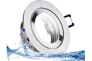 ‎TRENDLIGHTS24 trendlights24 Mare Decken Einbaustrahler IP44-5er Set ultra flach 35 mm LED Spots 5W dimmbar 230V Warmweiß 3000K - Aluminium gebürstet - Bad außen