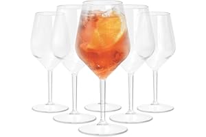 TUNDRA ICE INTERNATIONAL - Juego de 6 Copas VINO, COCKTAIL 470 ml IRROMPIBLES, Tritan® (Plástico Duro), BPA-Free, Reutilizables y Lavables en Lavavajillas, Transparentes, para VINO TINTO y BLANCO