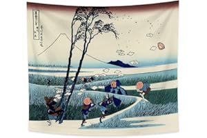 YONGFOTO 180x160cm Ukiyo-e Tapestry Mount Fuji 36 Views Room Wall Hanging Ejiri in The Suruga Province Landscape Wall Art Japanese Traditional Painting Toyo Style Tapestries