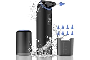 BETTDOW Pulitore auricolare elettrico, estrattore di cerume, kit di pulizia auricolare impermeabile IPX65 con basso rumore, 4 modalità di pressione, sicuro ed efficace per rimuovere il cerume