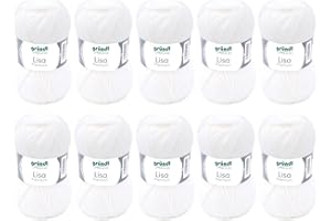 Fil à tricoter et à crocheter Gründl Lisa Premium Uni (doux et semblable à la laine, fil à tricoter lavable et facile d’entretien 100 % polyacrylique, 50 g / 133 m), blanc