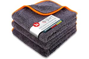 ✅ Glart 443TPO Lot de 3 Chiffons Microfibre Voiture, Super Absorbant Chiffons de Polissage, Polyvalents pour Motocyclette et Machine à Polir les Voitures, 40x40 cm, Anthracite avec Borde Orange