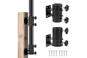 MENAYODA Soporte para sombrilla de terraza, soporte para sombrilla de exterior, soporte ajustable para sombrilla se fija a la barandilla para vallas, balcón o patio, soporte plano (montaje plano)