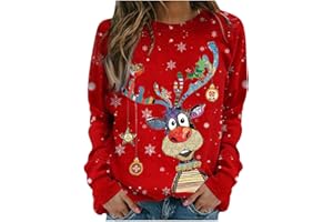 Bkazwe Ugly Pull Noel Rigolo Femme Hiver, Pull de Noël Moche et Humoristique, Design Excentrique et Amusant, Sweat-Shirt Polaire en Coton Doux et Chaud, pour Soirée Fête de Noël, Cadeaux