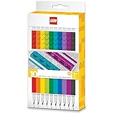 iQ IQ LEGO Stationery 10 Pack Gel Pens (53100), Ages 6+, includes 10 gel pen, Siyah, Mavi, Yeşil, Misket limonu, Turuncu, Mor