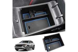 SHAOHAO Compatible con Hyundai Tucson NX4 2021 2022 2023 2024 Consola Central Reposabrazos Caja de Almacenamiento Reposabrazos Central Bandeja Organizador Multifuncional Guantera Accesorios Azul