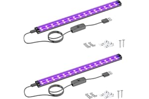 Onforu 10W tube de lumière noire, USB 28cm UV lampe, 385-400nm lumière UV, LED UV Bar pour discothèque, club, glow party, accessoires de fête, décoration d'Halloween, 2er