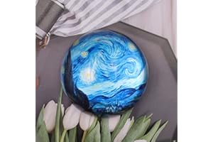 Aohcae Glas-Briefbeschwerer, Van Gogh Sternennacht, halbe Kuppel, Glas, Briefbeschwerer, 4,8 cm, Heimbüro, Tischdekoration