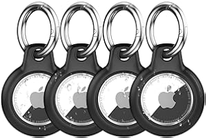 Inesore Waterproof Case for Airtag, Easy to Install Twist-Lock Design Case and Keychain Holder for Airtags, Full Scratch-Resistant with Keyring for Airtag Pendant, Luggage Tag, Black, Pack of 4