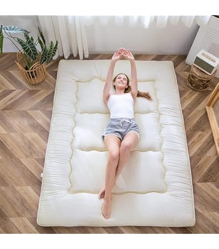 Dremdo Japans vloermatras, futonmatras, dikke tatami-mat, slaapmat, opvouwbaar matras, Japans dik futonmatras, luchtdoorlatend opvouwbaar vloerbed, campingmatras, grijs, 120 x 200 cm