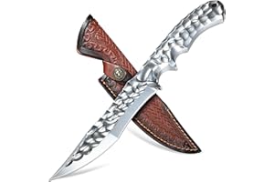 Japaknives Coltello da sopravvivenza per esterni, lama fissa in acciaio VG10, struttura full tang, con fodera in pelle per escursionismo e avventura.