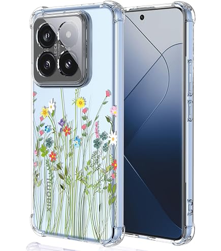 SEAHAI Hülle Für Xiaomi 14 – Buntes Blumen-Design, Transparent, Ultra-dünn, Stoßfest, Aus TPU-Silikon