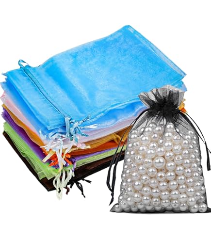 YZROHYI Organzasäckchen 50 Stück - Geschenkbeutel 10x15cm Mit Zugband