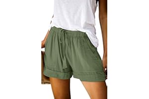 heekpek Pantaloncini Corti Donna Eleganti Vita Alta Casual Pantaloni Sciolto Shorts con Cintura Elastica e Due Tasche Laterali Confortevole Traspirante Estivi Ragazza Pantaloncino