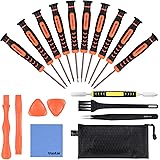 Vastar 17Pcs Precision Screwdriver Set, Phillips, Slotted and Torx Star, ESD Tweezers, Metal Spudger, Cleaning Brush, 4pcs Ny