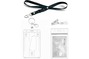 PAILEWEI Porte Badges avec Cordon, clips, Porte badge transparent dur,pour Cartes de Proximité, Cartes de Crédit, Cartes d'Identité et Cartes, Porte Carte Bus (1 Set Vertical)