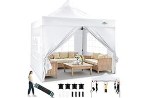 COBIZI Tonnelle Pliante 3x3m, étanche, Stable, résistante à l'hiver, pour l'extérieur, Pliable, Protection UV 50+, 3 hauteurs, Tonnelles avec 4 Panneaux latéraux et 4 Sacs de Sable,Blanc