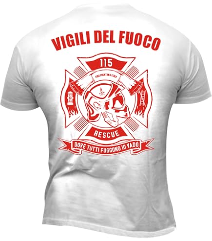 Maglietta Vigili Del Fuoco Uomo – T-Shirt KF7IT In Cotone 100%, Design Serigrafico Esclusivo, Comfort Fit, Taglie S-XXL - 4