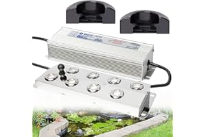 TAZZOR Brumisateur à ultrasons 8 Têtes, 6L/H Humidificateur à brouillard avec une bouée pour étang, jardin, rocaille, serre, décoration d'Halloween