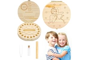 RAIRSKY Scatola Dentini da Latte Bambino Scatola Porta Dentini da Latte Scatola per Dentini da Latte Zahndose Milchzähne Graziosa Rotonda in Legno Geschenke für das Mädchenkind Nantong Scatoline Dentini