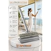 Transformacion Fır&ccedil;alı ve Silikon U&ccedil;lu Cam Sil &Ccedil;ek&ccedil;ek 2 Y&ouml;nl&uuml; Temizlik Fır&ccedil;ası &ndash; 35x22 cm | S&uuml;p&uuml;rme ve Sıyırma Fonksiyonlu | 