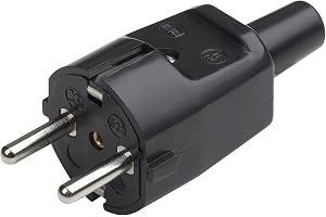 Meister Skyddskontaktkontakt – PVC – svart – 250 V – 16 A – maximalt kabeltvärsnitt 1,5 mm² – IP20 inomhus – central ingång/Schuko-kontakt med kinkskyddstyp/7421320