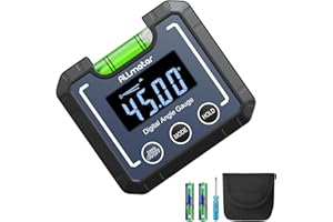 ALLmeter Inclinómetro Digital 0-360 ° 4x90 ° Buscador de Ángulo Digital，Medidor de Angulos Digital con Ranura en V Base Magnético LCD Retroiluminación para Construcción Hogar Carpinteria