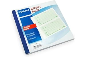 Exacompta - Ref 1415RCZ - Guildhall Receipt Book (50 Pages / 100 Receipts) - 145 x 148mm in Size, Carbonless for Ease of Use, Green Printed Rulings, 2 Per Page