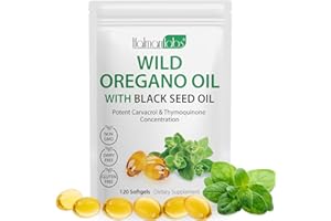 ONZNOZ Capsules D'Huile D'Origan 120 Softgel, Végétaliennes - 2 En 1 6000 Mg D'Huile D'Origan Avec 200 Mg D'Huile De Nigelle, Soutien Hautement Efficace Du Système Immunitaire Et Digestif (1)