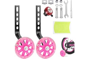 yingd Stabilisers for Childs Bike, 1 Pair Bicycle Training Wheels for Kids Bike, Bicycle Quiet Flash Training Wheels, Adjustable Bike Stabiliser Support Wheels for 2 14 16 18 20 Inch Bikes