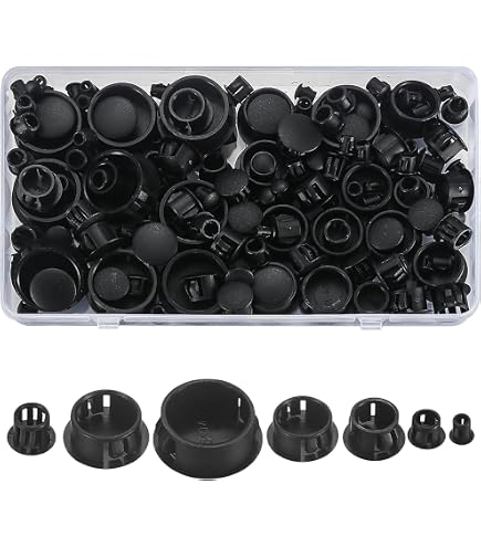 200 Stück Stöpsel aus schwarzem Kunststoff, Lochstopfen, Schrauben, Möbel, Schwarz, Kunststoff, Schwarz, für Schrauben, Durchmesser Abdeckungen, runde Schrauben, für Regale, Schränke (10 mm, 12 mm