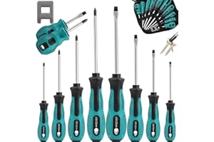 YUFANYA 10pcs Screwdriver Set,Heavy Duty Chrome Vanadium Steel Made,Magnetic Screwdriver with 5 Cross& 5 Flat Head,Durable Hand Tools in Carry Bag
